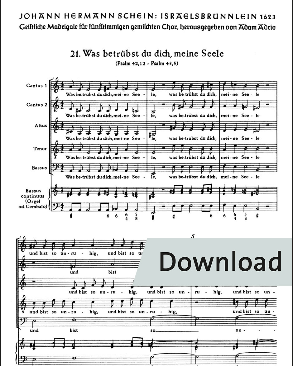 Was betrübst du dich, meine Seele no. 21 — Johann Hermann Schein