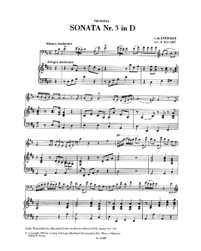 Sonata No. 3 in D major — Johannes Matthias Sperger