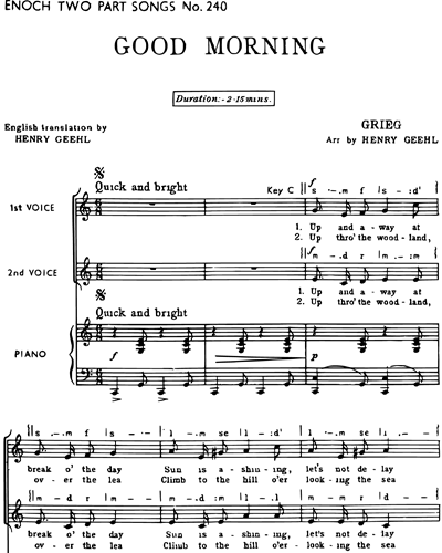 Good Morning, op. 21 no. 2 — Edvard Grieg