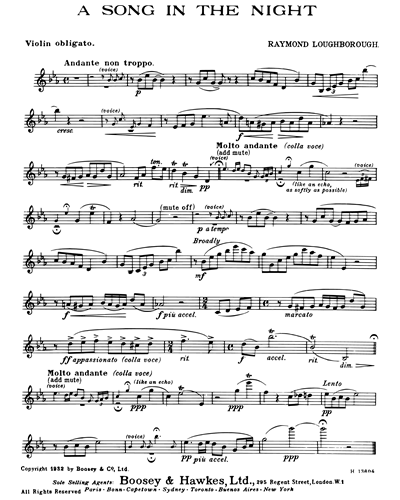 A Song In The Night — Raymond Loughborough