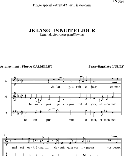 Je languis nuit et jour - SAB — 吕利