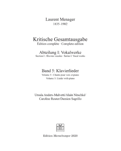 Vocal Works: Lieder with Piano, Vol. 5 — Laurent Menager