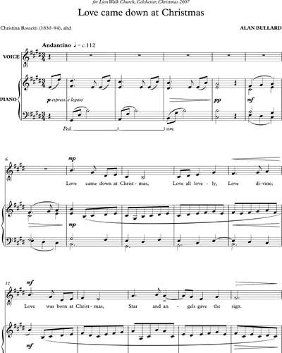 Love came down at Christmas — Alan Bullard