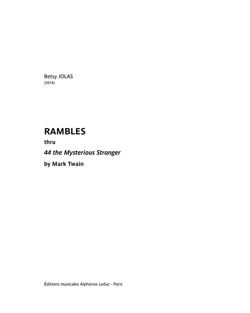 Rambles thru 'The Mysterious Stranger' — Betsy Jolas