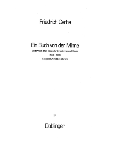 Ein Buch von der Minne — Friedrich Cerha