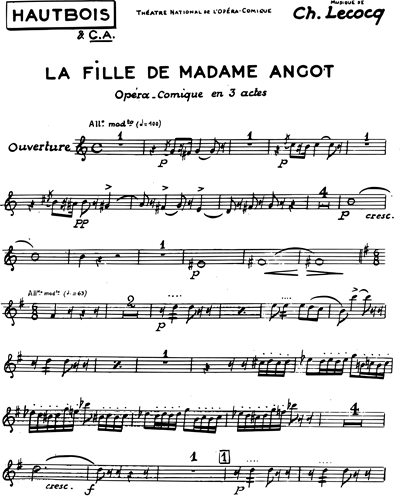 La Fille de Madame Angot — Charles Lecocq