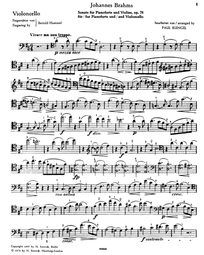 Sonata in D major, op. 78 — 勃拉姆斯