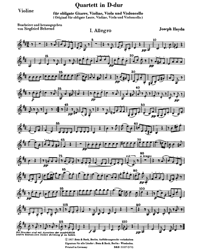 String Quartet No. 3 in D major, op. 1 no. 3, Hob. III:3 — Joseph Haydn