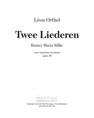 Two Songs, op. 16 — Léon Orthel