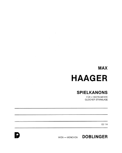Spielkanons — Max Haager