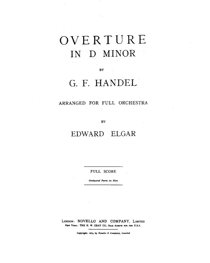 Overture in D minor — 亨德尔