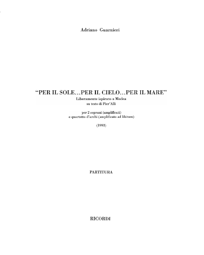 PER IL SOLE....PER IL CIELO....PER IL MARE — Adriano Guarnieri
