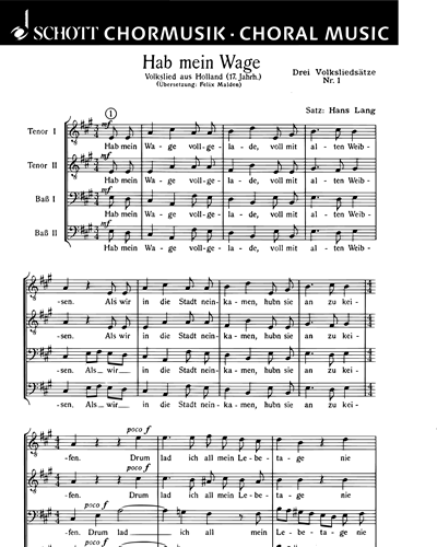 Drei Volksliedsätze — Hans Lang