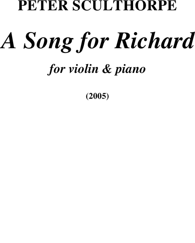A Song for Richard — Peter Sculthorpe
