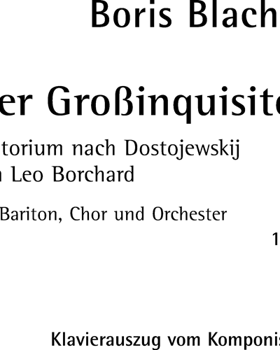 The Grand Inquisitor — Boris Blacher