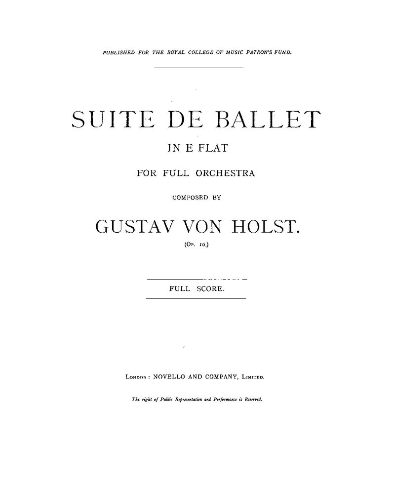 Suite de Ballet, op. 10 — 霍尔斯特