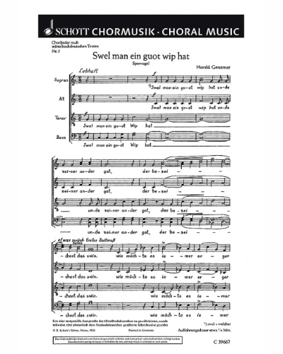 Fünf Chorlieder — Harald Genzmer
