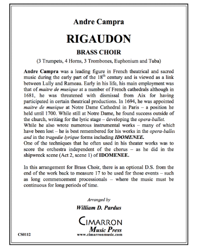 Rigaudon (Processional from 'Idomenée') — 安德烈·坎普拉