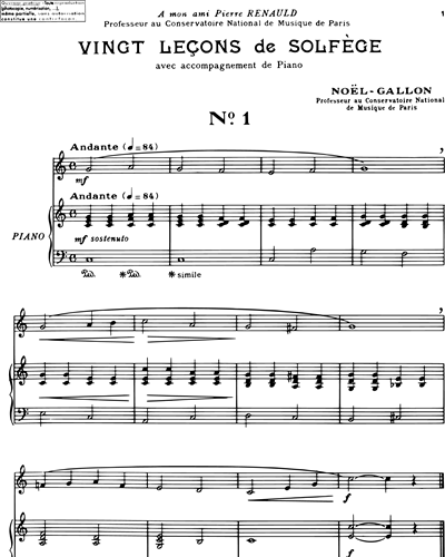Twenty Lessons of Solfège — Noël Gallon