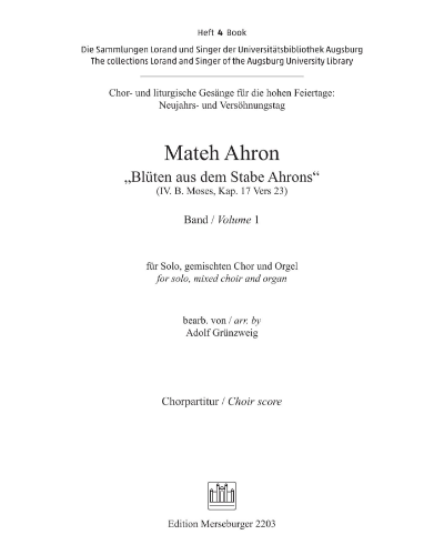 Mateh Ahron, Vol. 1 — Adolf Grünzweig