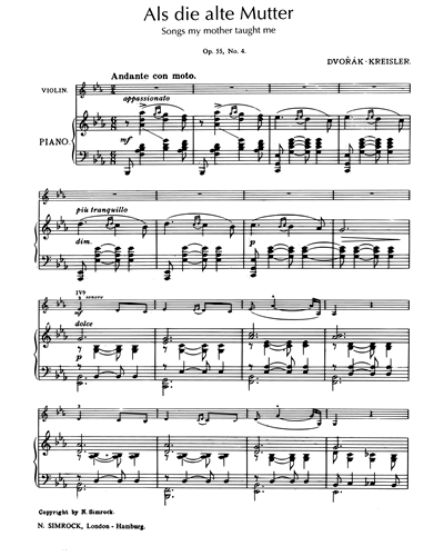 Songs My Mother Taught Me, op. 55/4 — Antonín Dvořák