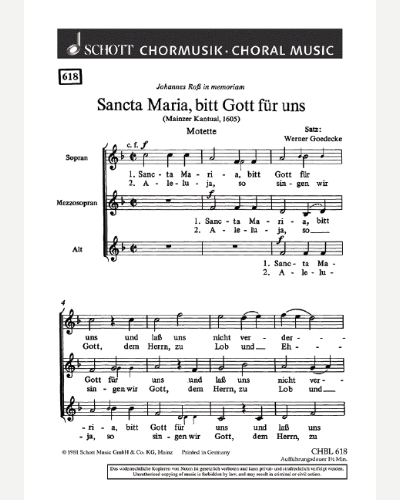 Sancta Maria, bitt Gott für uns — Werner Goedecke
