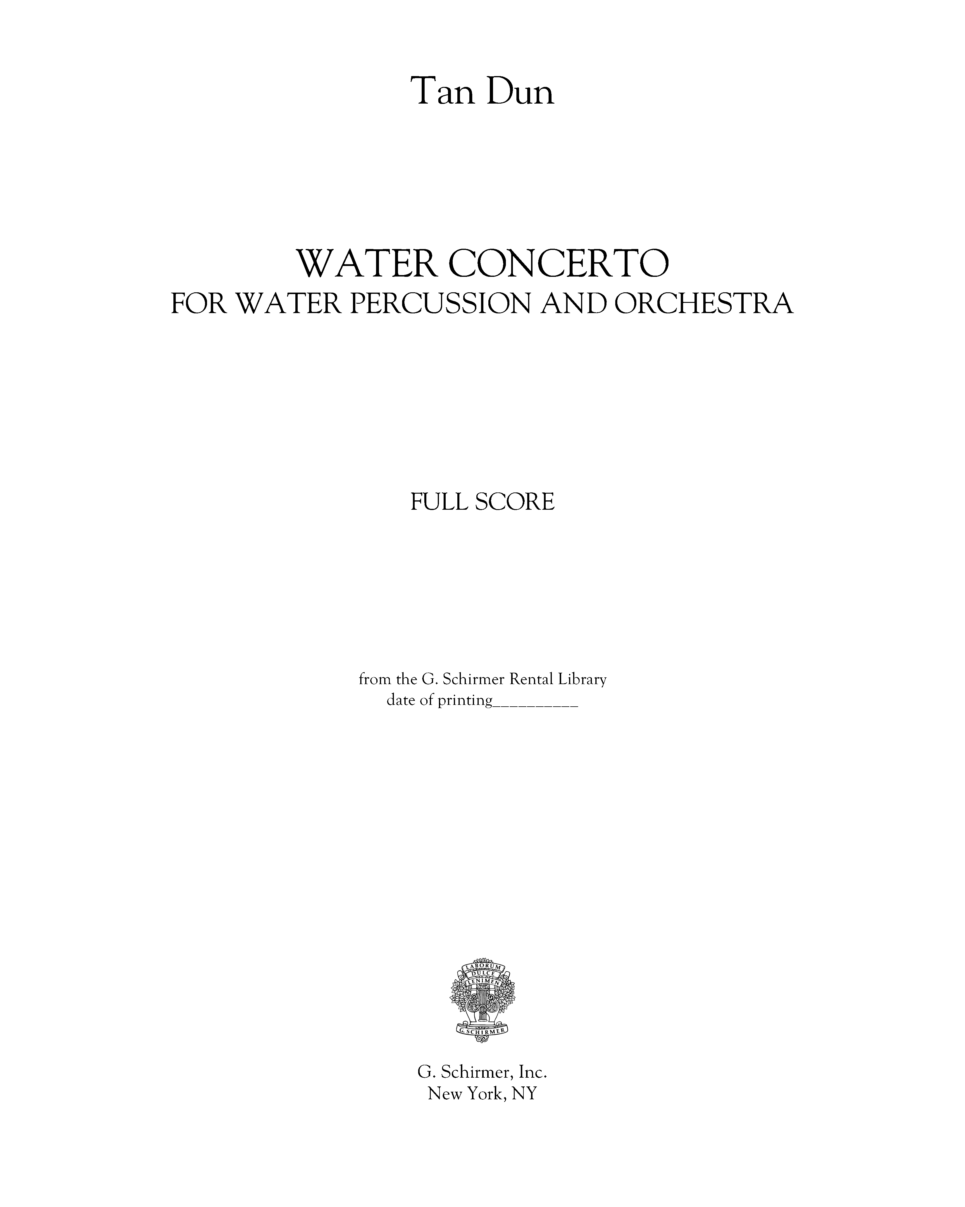 Water Concerto — 谭盾