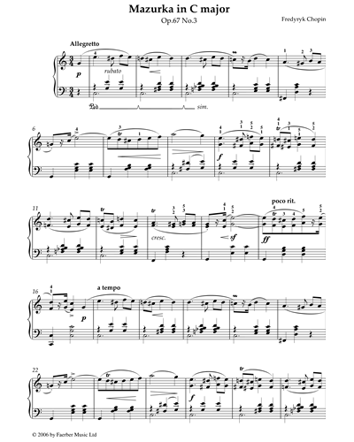 Mazurka in C major, op. 67 no. 3 — 肖邦