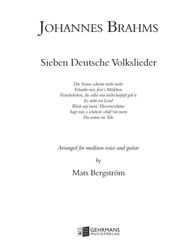 Seven German Folk Songs — Johannes Brahms