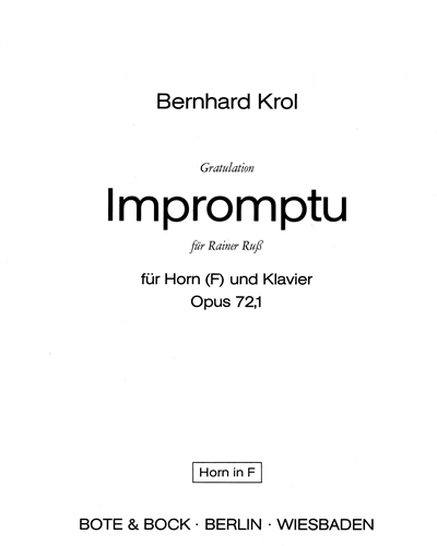 Gratulation Impromptu, op. 72/1 — Bernhard Krol