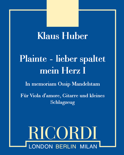 Plainte - lieber spaltet mein Herz I — Klaus Huber
