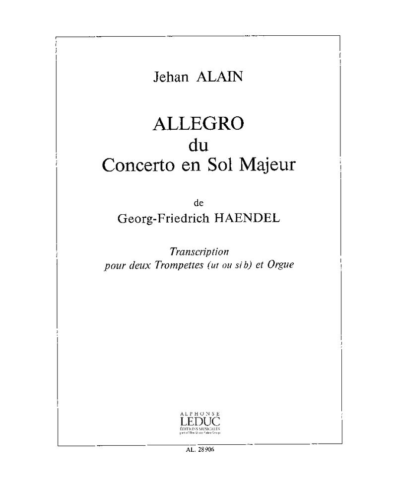 Allegro from Concerto in G major — 亨德尔