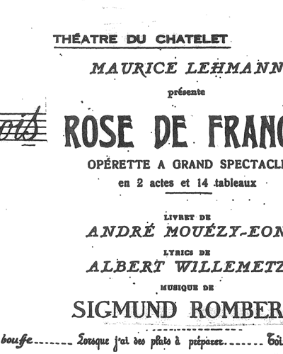 "Lorsque j'ai des plat à préparer..." — Sigmund Romberg