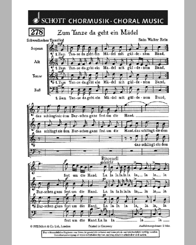 Zum Tanze da geht ein Mädel — Walter Rein
