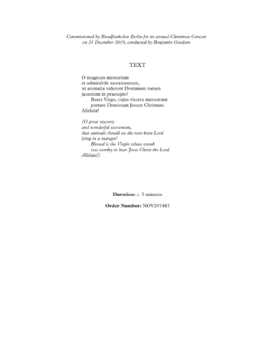 O Magnum Mysterium — Owain Park