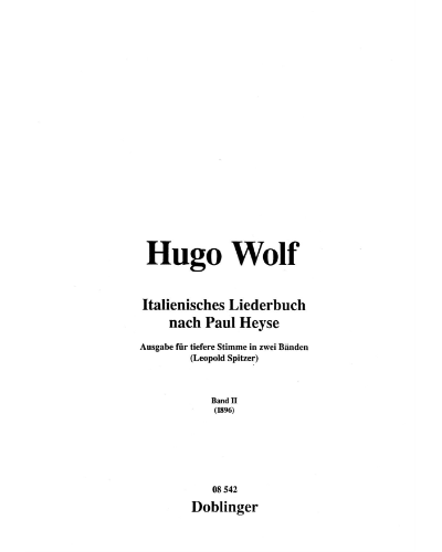 Italian Song Book, Vol. 2 — Hugo Wolf