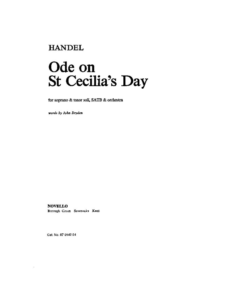 Ode on St Cecilia's Day, HWV 76 — 亨德尔