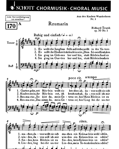 6 Lieder aus des Knaben Wunderhorn — Richard Trunk