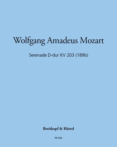 Serenade in D major, K. 203 (189b) — Wolfgang Amadeus Mozart