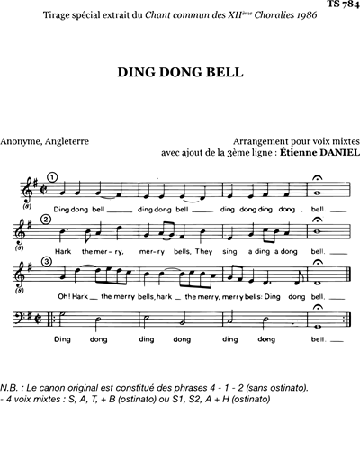 Ding Dong Bell - SAB — Etienne Daniel