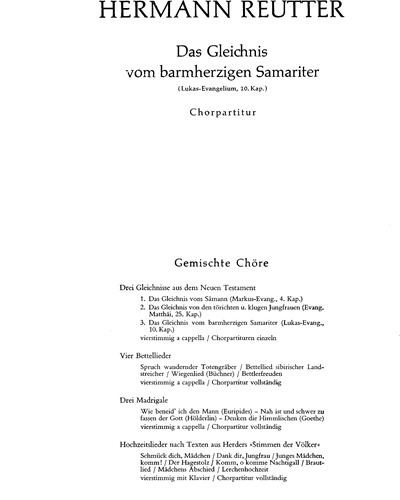 Drei Gleichnisse aus dem Neuen Testament — Hermann Reutter
