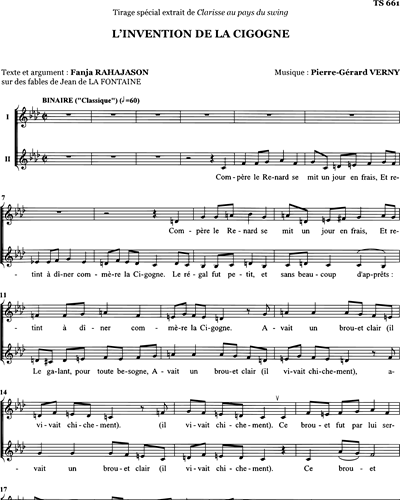 L'Invention de la Cigogne - choir part — Pierre-Gérard Verny