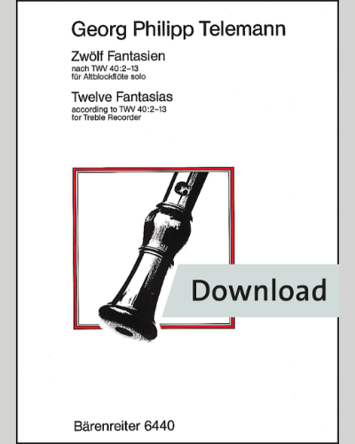 Twelve Fantasias for treble recorder solo — 泰勒曼