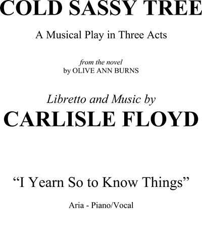 Cold Sassy Tree — Carlisle Floyd