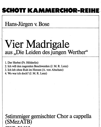 Vier Madrigale — Hans-Juergen von Bose