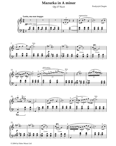 Mazurka in A minor, op. 17 no. 4 — 肖邦
