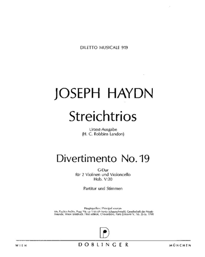 Divertimento No. 19, Hob. V:20 — Joseph Haydn