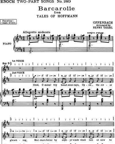 Barcarolle (from 'Tales of Hoffmann') — 奥芬巴赫
