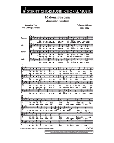 Matona mia cara — 拉索