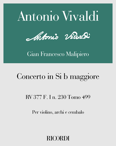 Concerto in B-flat major, op. RV 377, F. I n. 230, Vol. 499 — Antonio Vivaldi